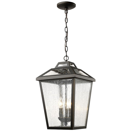 Z-Lite Bayland 3 Light Outdoor Chain Light, 11x11x19", Bronze, Clear Seed - 539CHB-ORB