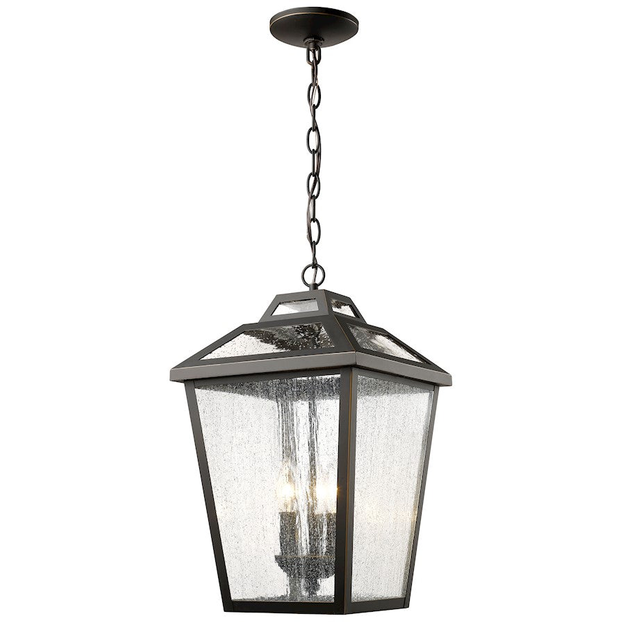 Z-Lite Bayland 3 Light Outdoor Chain Light, 11x11x19", Bronze, Clear Seed - 539CHB-ORB