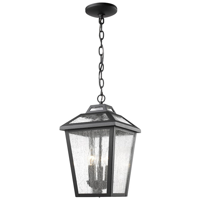 Z-Lite Bayland 3 Light Outdoor Chain Light, 9x9x15.88", Black, Clear Seed - 539CHM-BK
