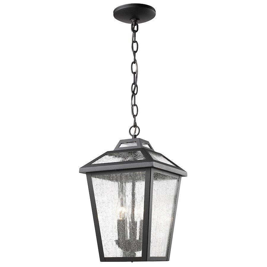 Z-Lite Bayland 3 Light Outdoor Chain Light, 9x9x15.88", Black, Clear Seed - 539CHM-BK