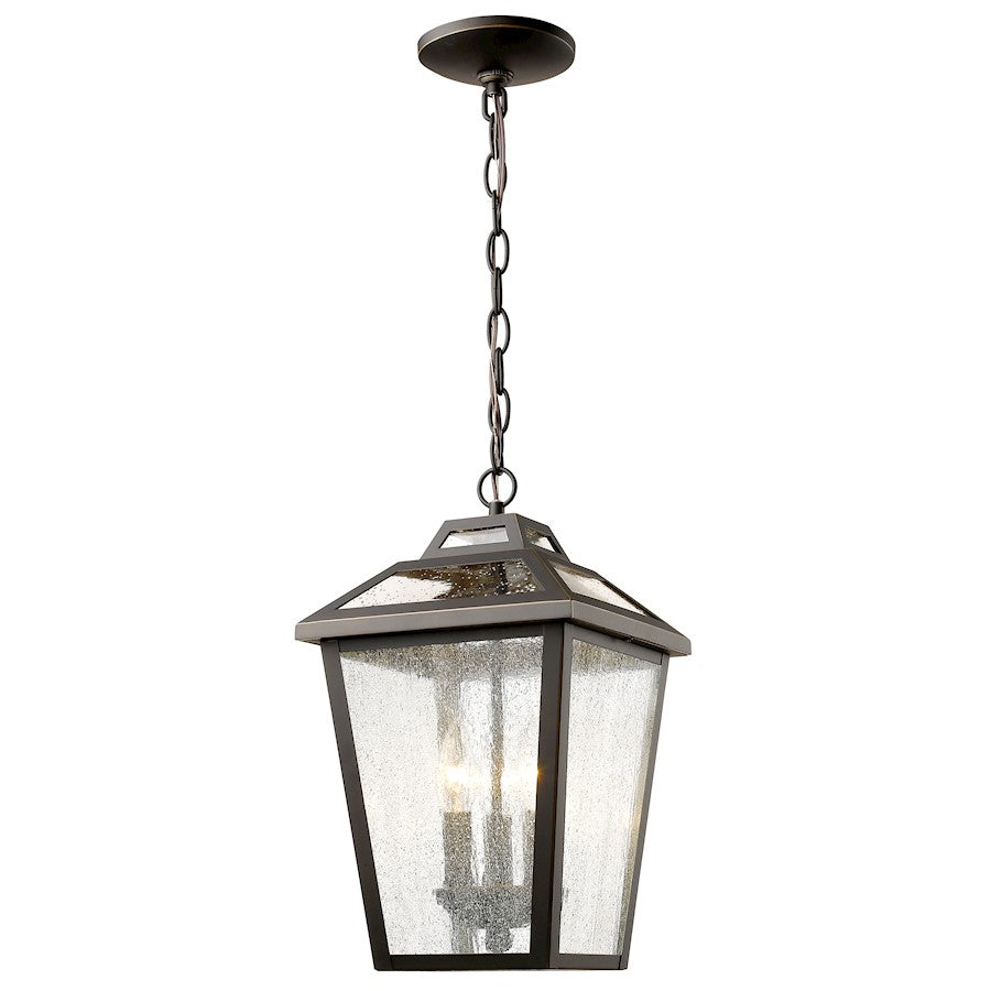 Z-Lite Bayland 3 Light Outdoor Chain Light, 9x9x15.88", Bronze, Clear Seed - 539CHM-ORB