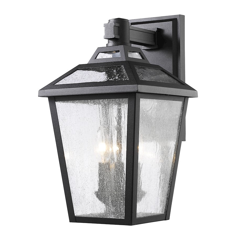 Z-Lite Bayland 3 Light Outdoor Wall Light 10.63x9x16.63", Black, Clear Seed - 539M-BK