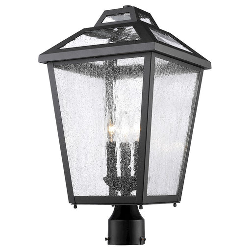 Z-Lite Bayland 3 Light Outdoor Post Mt, 11x11x20.5", Black, Clear Seed - 539PHBR-BK