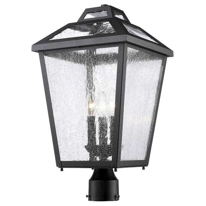 Z-Lite Bayland 3 Light Outdoor Post Mt, 11x11x20.5", Black, Clear Seed - 539PHBR-BK