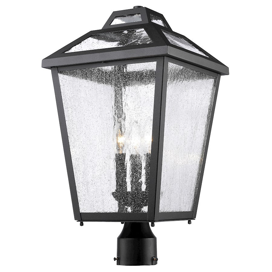 Z-Lite Bayland 3 Light Outdoor Post Mt, 11x11x20.5", Black, Clear Seed - 539PHBR-BK