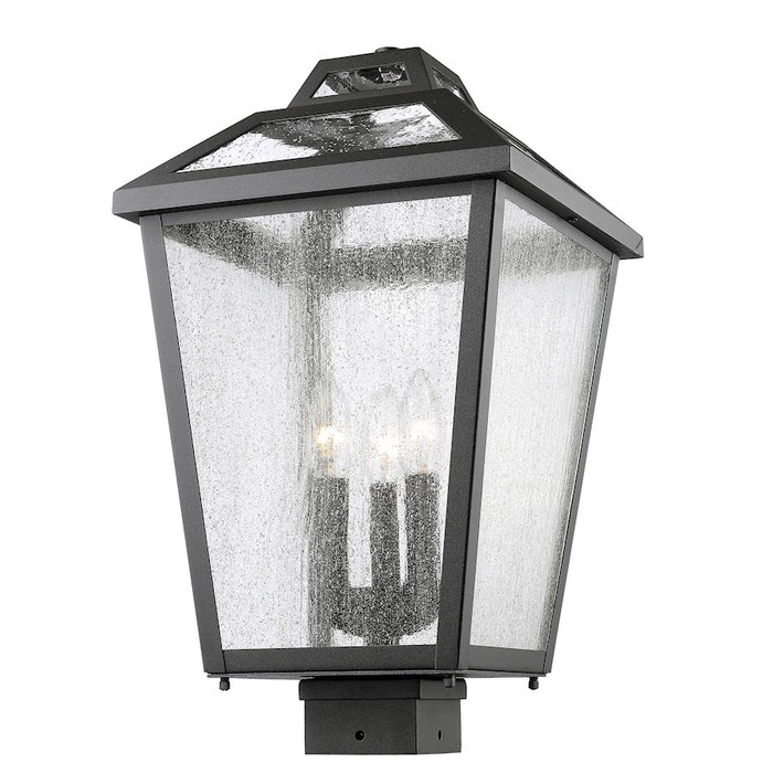 Z-Lite Bayland 3 Light Outdoor Post Mt, 11x11x19", Black, Clear Seed - 539PHBS-BK
