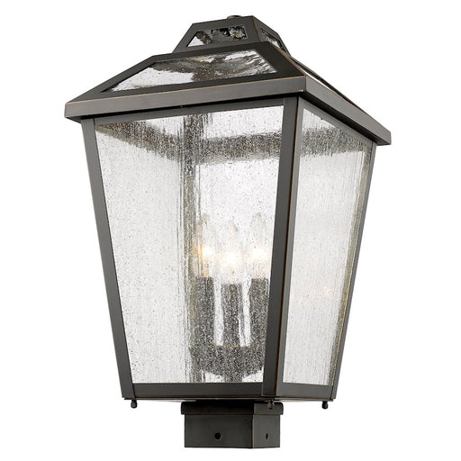 Z-Lite Bayland 3 Light Outdoor Post Mt, 11x11x19", Bronze, Clear Seed - 539PHBS-ORB