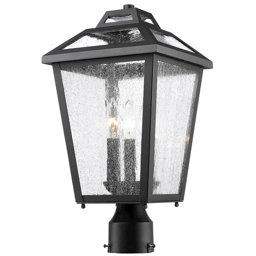 Z-Lite Bayland 3 Light Outdoor Post Mt, 9x9x17.5", Black, Clear Seed - 539PHMR-BK