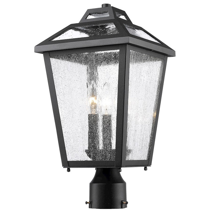 Z-Lite Bayland 3 Light Outdoor Post Mt, 9x9x17.5", Black, Clear Seed - 539PHMR-BK