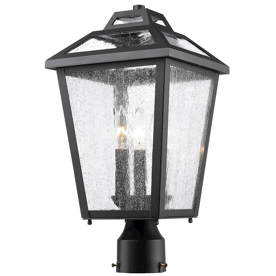 Z-Lite Bayland 3 Light Outdoor Post Mt, 9x9x17.5", Black, Clear Seed - 539PHMR-BK