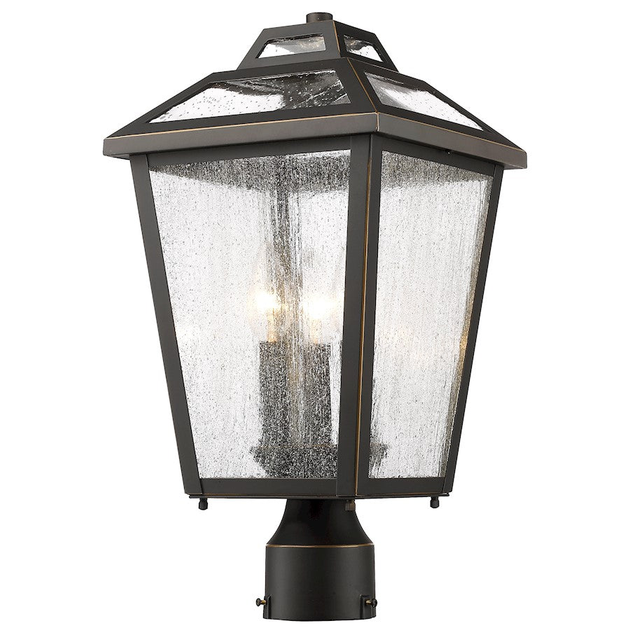 Z-Lite Bayland 3 Light Outdoor Post Mt, 9x9x17.5", Bronze, Clear Seed - 539PHMR-ORB