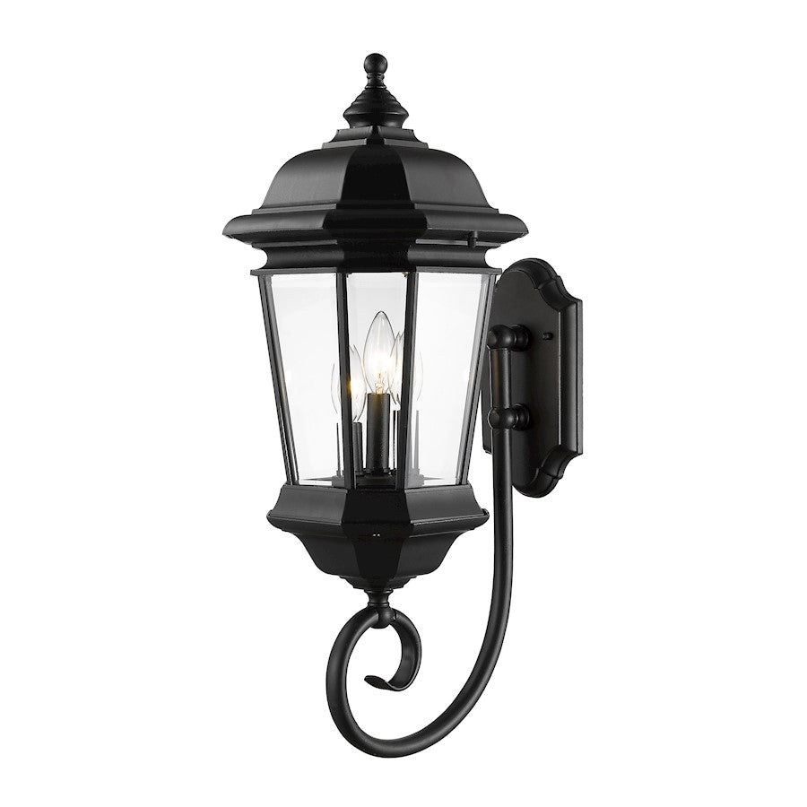 Z-Lite Melbourne 3 Light Outdoor Wall Light 10x13.75x25.5", Black, Clear Bevel - 540B-BK