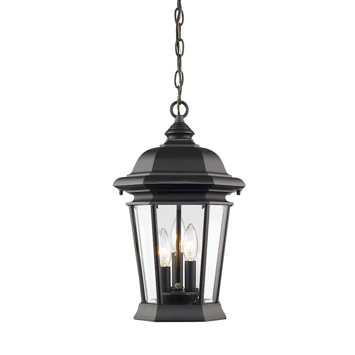Z-Lite Melbourne 3 Light Outdoor Chain Light, Black, Clear Beveled - 540CHB-BK