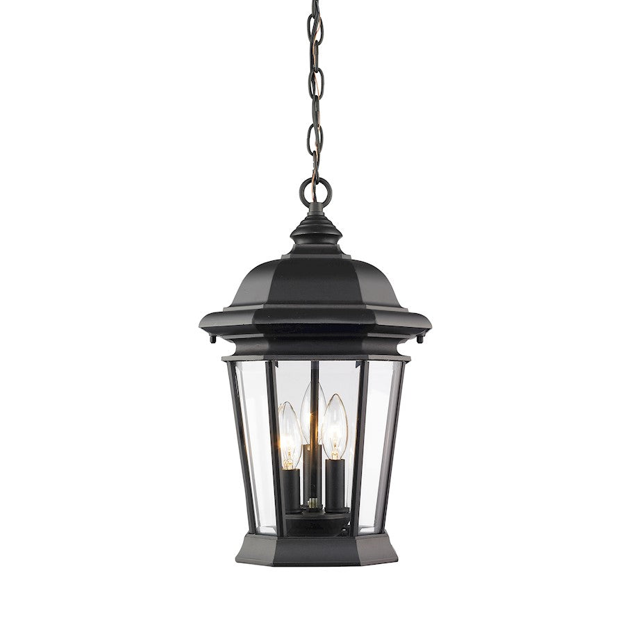 Z-Lite Melbourne 3 Light Outdoor Chain Light, Black, Clear Beveled - 540CHB-BK