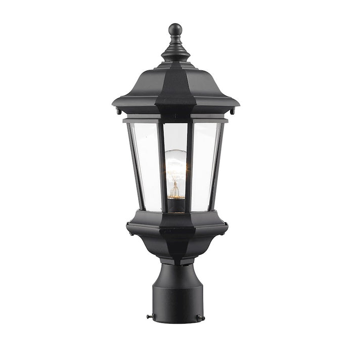 Z-Lite Melbourne 1 Light Outdoor Post Mt, 7.25x8x18.5", Black, Clear Bevel - 540PHM-BK