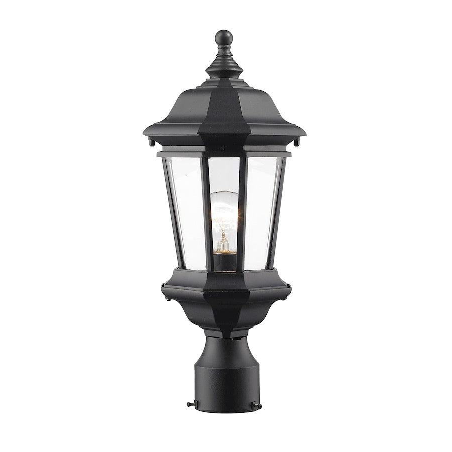 Z-Lite Melbourne 1 Light Outdoor Post Mt, 7.25x8x18.5", Black, Clear Bevel - 540PHM-BK