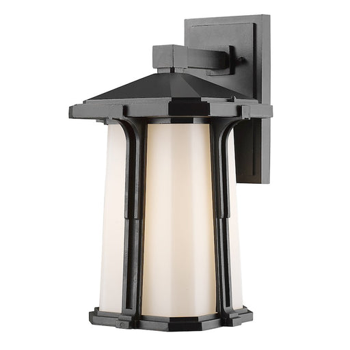 Z-Lite Harbor Lane 1 Light Outdoor Wall Light 9x10.25x16.25", Black, Opal - 542B-BK