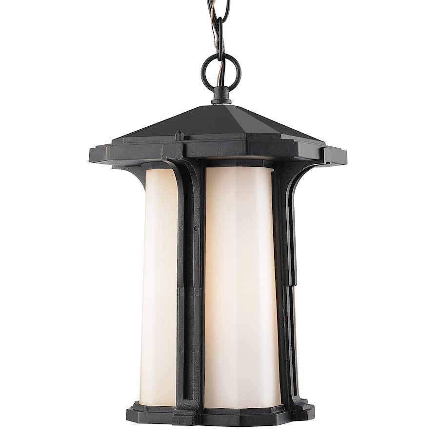 Z-Lite Harbor Lane 1 Light Outdoor Chain Light, 9x15", Black, Opal - 542CHB-BK