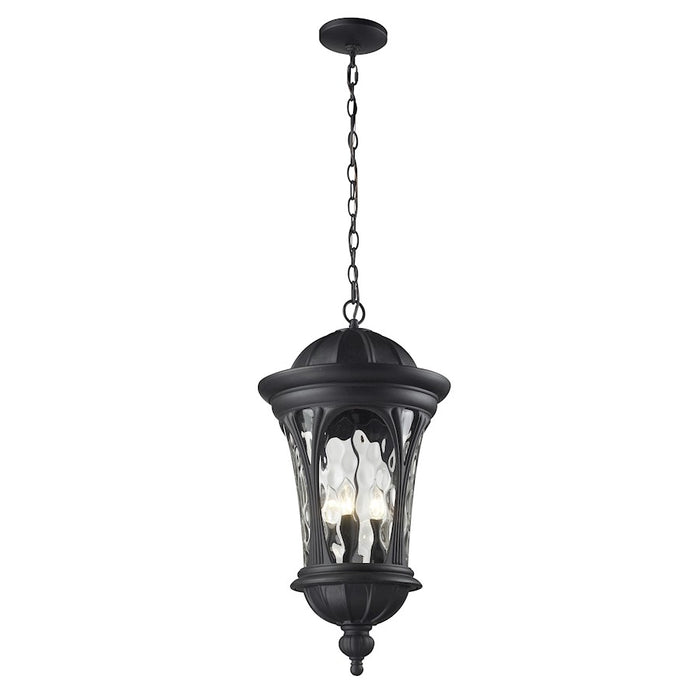 Z-Lite Doma Outdoor Chain Light, 14x28", Black, Water Glass - 543CHB-BK