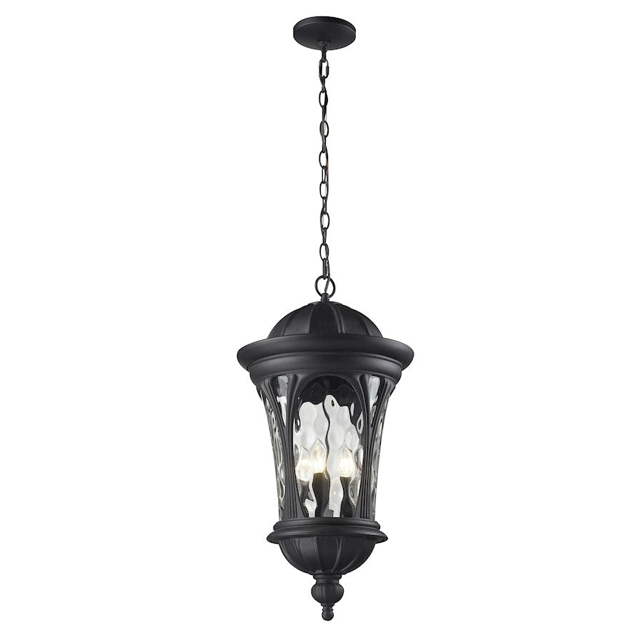 Z-Lite Doma Outdoor Chain Light, 14x28", Black, Water Glass - 543CHB-BK