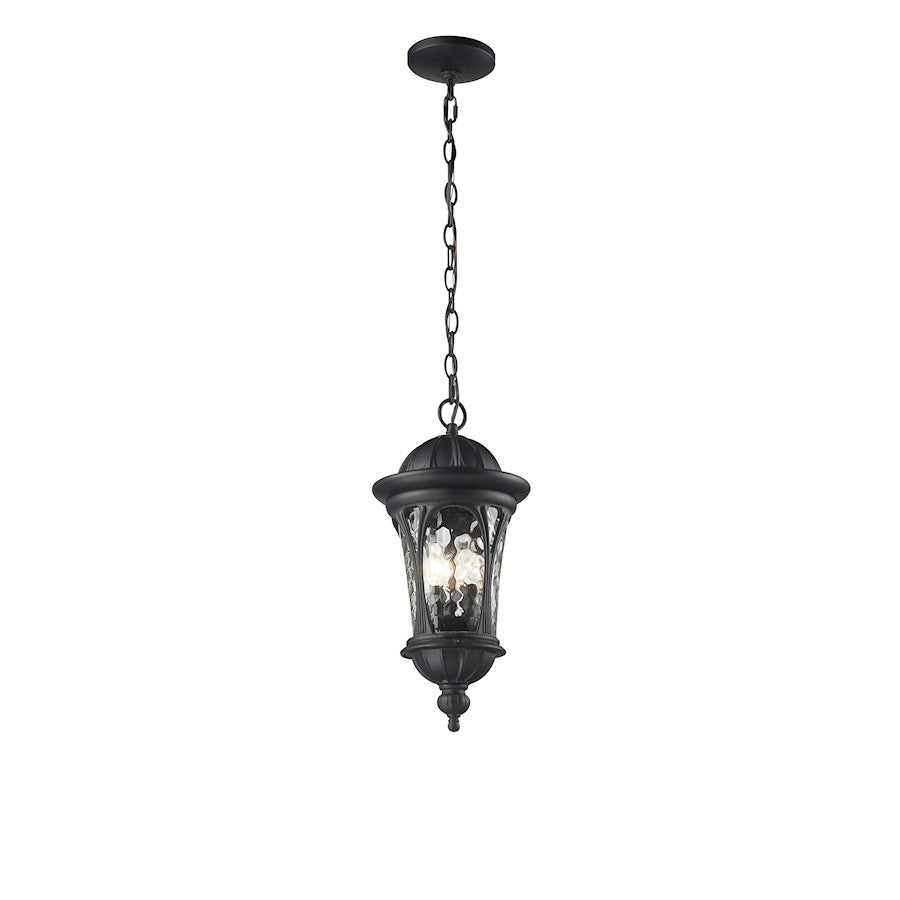 Z-Lite Doma Outdoor Chain Light, 9x19.5", Black, Water Glass - 543CHM-BK