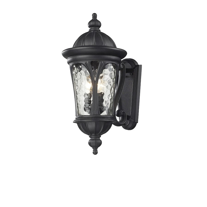 Z-Lite Doma 3 Light Outdoor Light, Black, Water Glass - 543M-BK