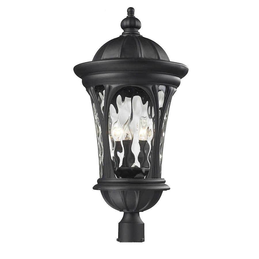 Z-Lite Doma Outdoor Post Light, 14x28", Black, Water Glass - 543PHB-BK