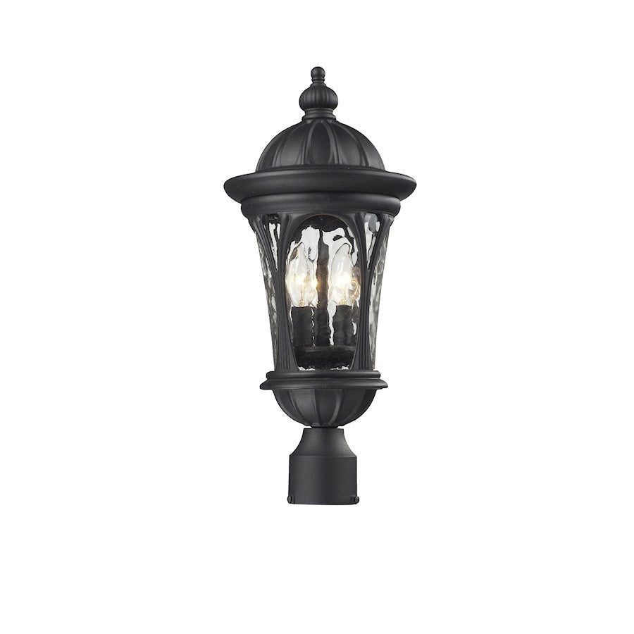 Z-Lite Doma Outdoor Post Light, 9x20.25", Black, Water Glass - 543PHM-BK