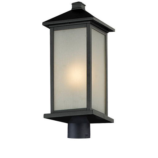 Z-Lite Vienna Outdoor Post Light, 9.5x23.5", Black, White Seedy - 547PHB-BK-R