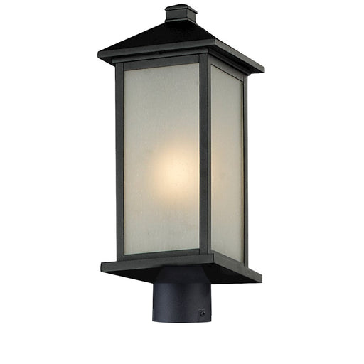 Z-Lite Vienna Outdoor Post Light, 8x21.5", Black, White Seedy - 547PHM-BK-R