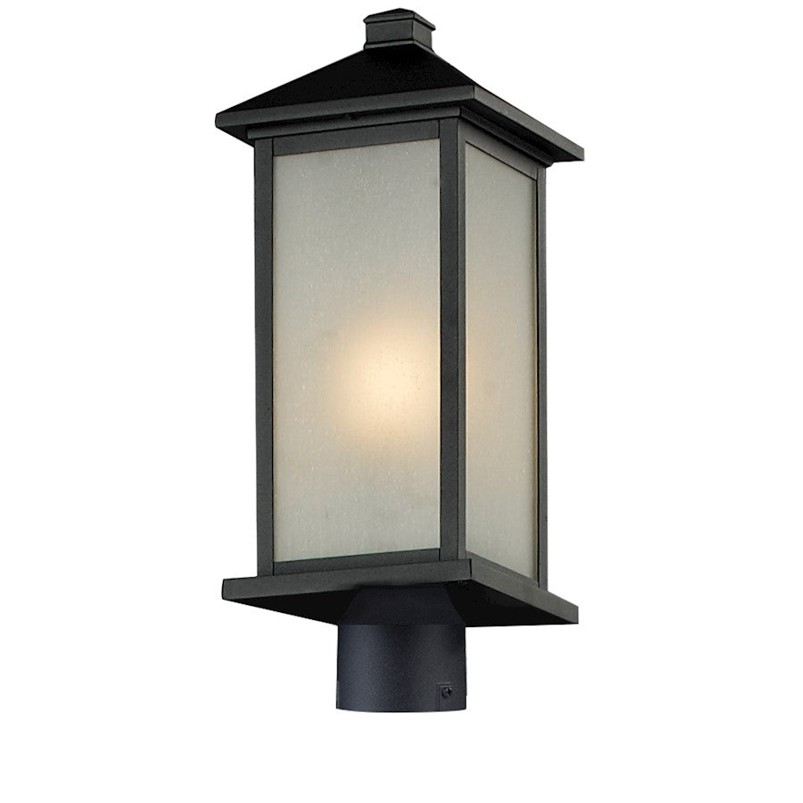 Z-Lite Vienna Outdoor Post Light, 8x21.5", Black, White Seedy - 547PHM-BK-R
