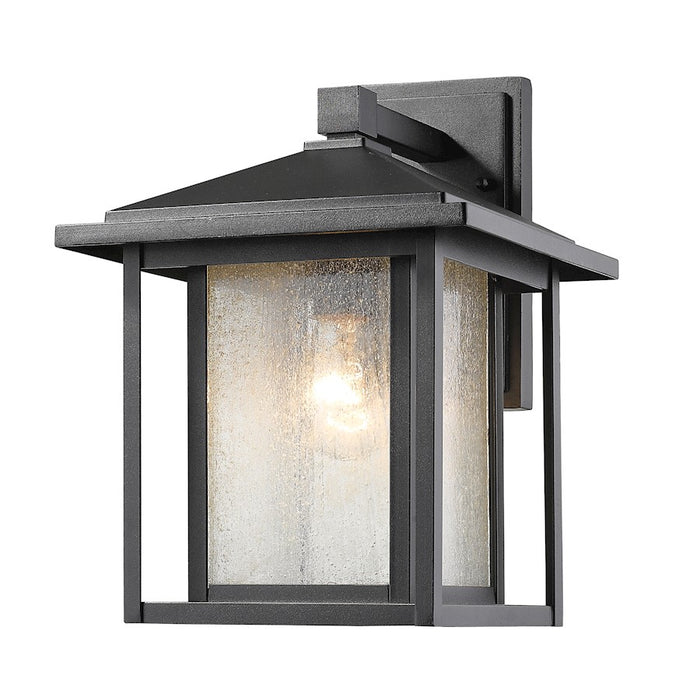Z-Lite Aspen 1 Light Outdoor, 9x10x12.75", Black, Clear Seedy - 554M-BK