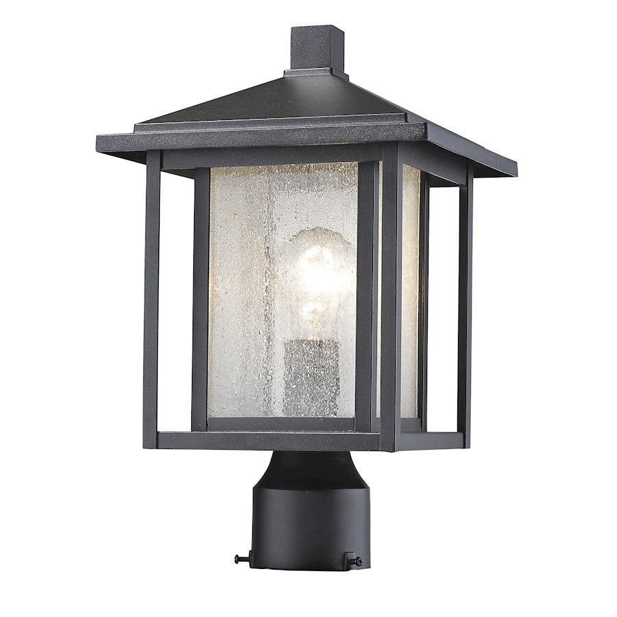 Z-Lite Aspen 1 Light Outdoor, 9x14.75", Black, Clear Seedy - 554PHM-BK