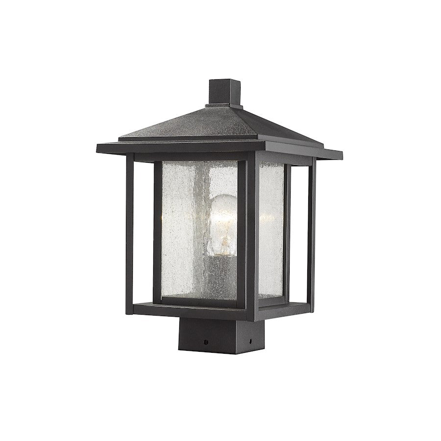 Z-Lite Aspen 1 Light 9" Outdoor Post Mount Fixture, Black - 554PHMS-BK