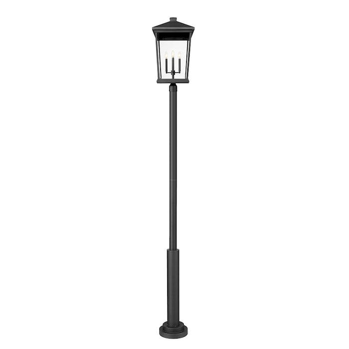 Z-Lite Beacon 4Lt 16" Outdoor Post Mount, Black/Beveled