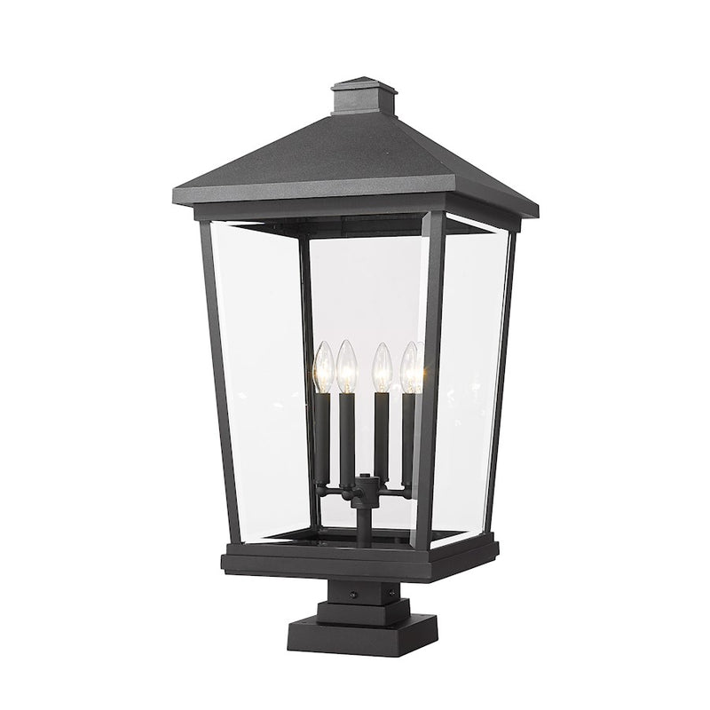 Z-Lite Beacon 4 Light Outdoor Pier Mount, Black