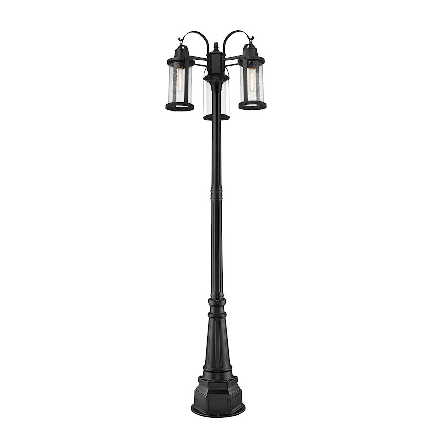 Z-Lite Roundhouse 3 Light 102" Outdoor Post Mount, Black/Seedy