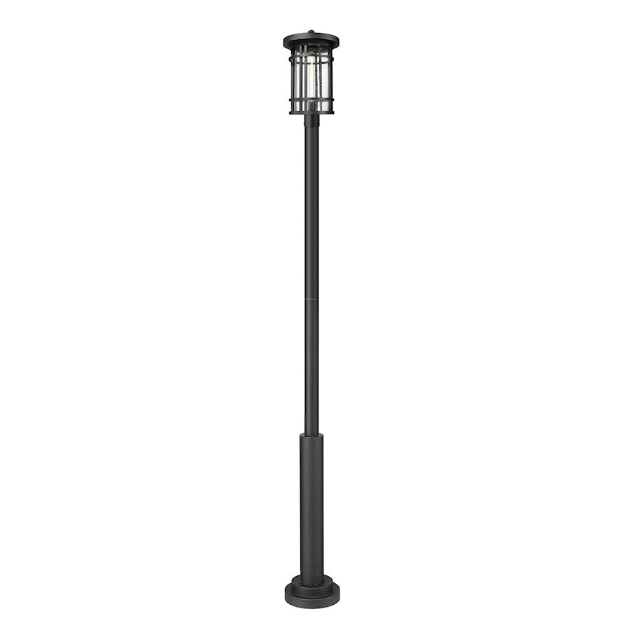 Z-Lite Jordan 1Lt 12" Outdoor Post Mount, Black/Clear Seedy - 570PHXL-5010P-BK