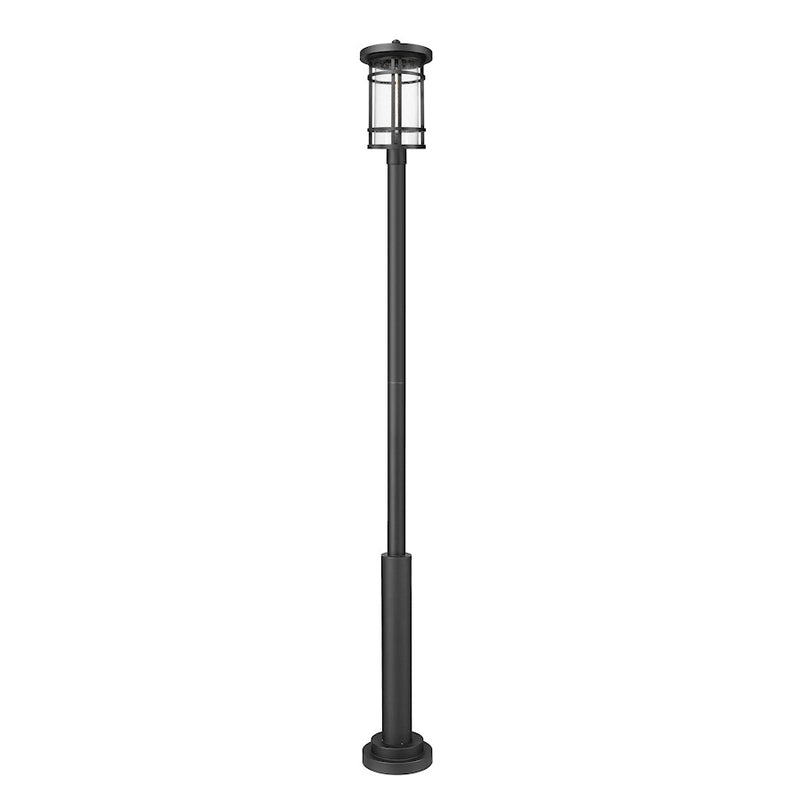 Z-Lite Jordan 1Lt 12" Outdoor Post Mount, Black/Clear Seedy