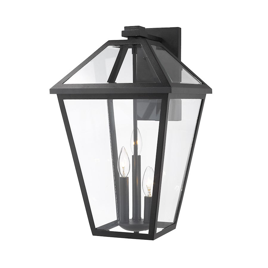 Z-Lite Talbot 3 Light Small Outdoor Wall Sconce, Black - 579B-BK