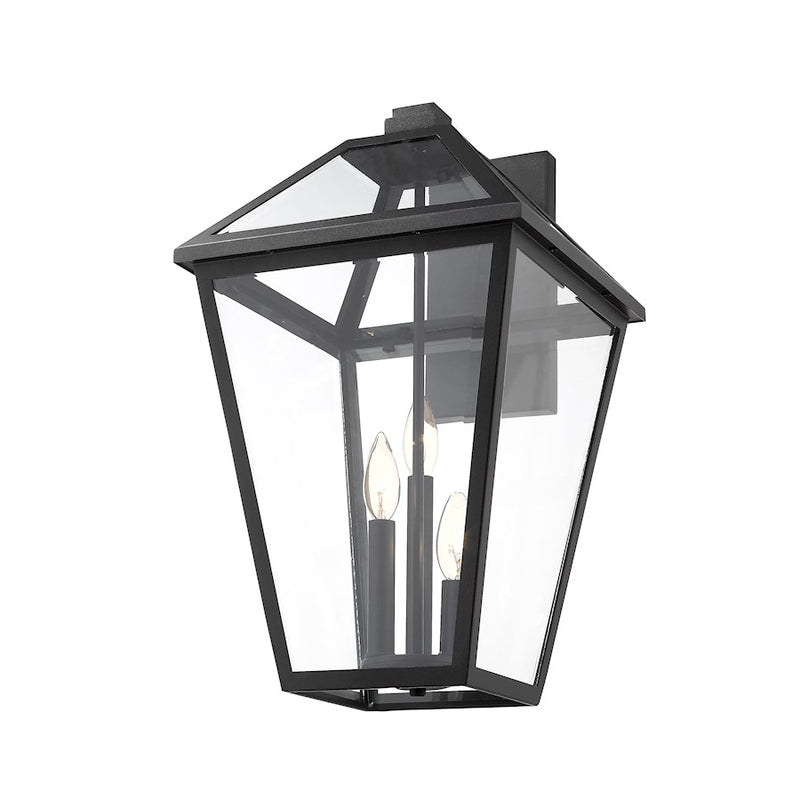Z-Lite Talbot 3 Light Small Outdoor Wall Sconce, Black