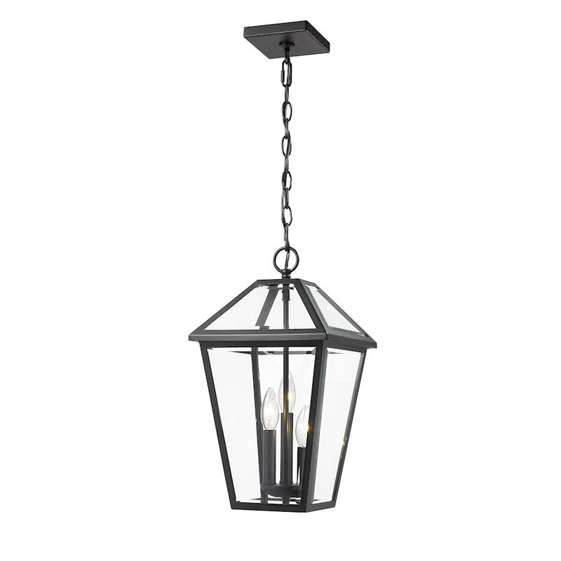 Z-Lite Talbot 3 Light Outdoor Chain Mount Fixture, Black