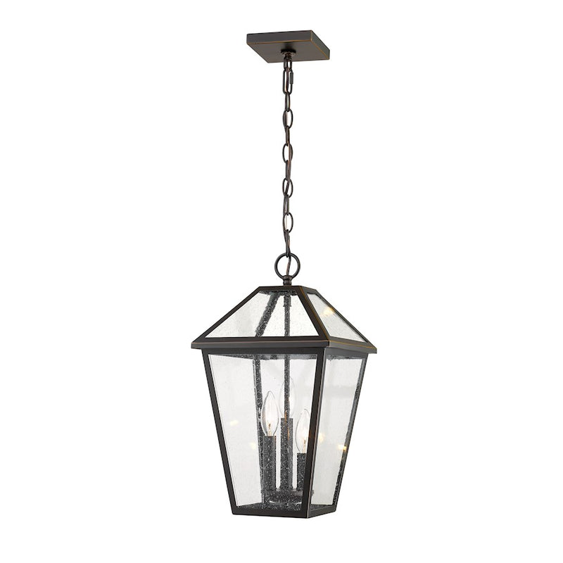 Z-Lite Talbot 3 Light Outdoor Chain Mount Fixture, Rubbed Bronze