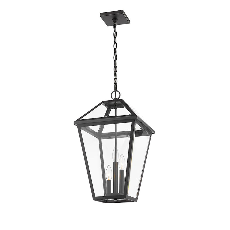 Z-Lite Talbot 3 Light Outdoor Chain Mount Ceiling Fixture, Black