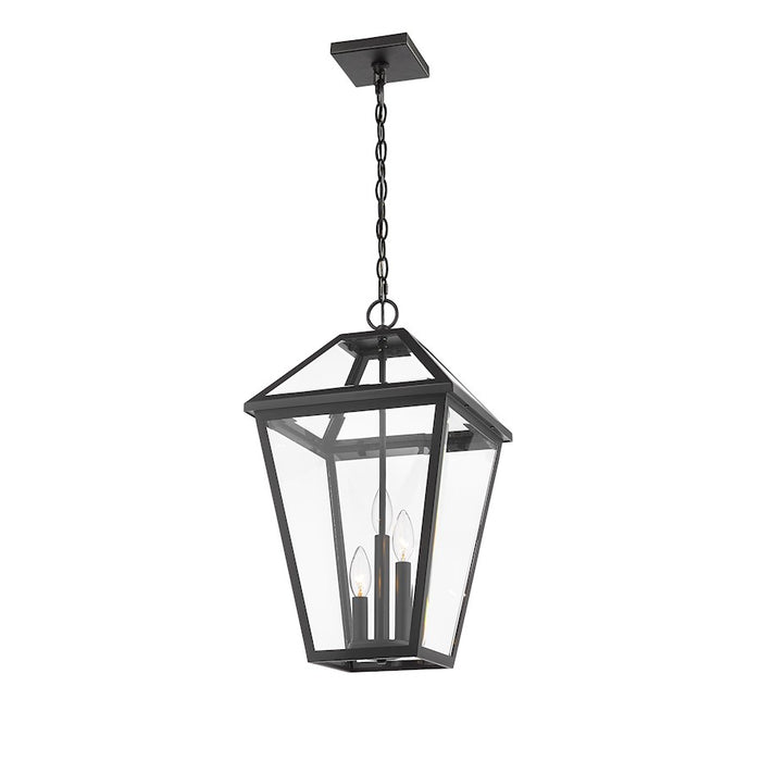 Z-Lite Talbot 3 Light Outdoor Chain Mount Ceiling Fixture, Black