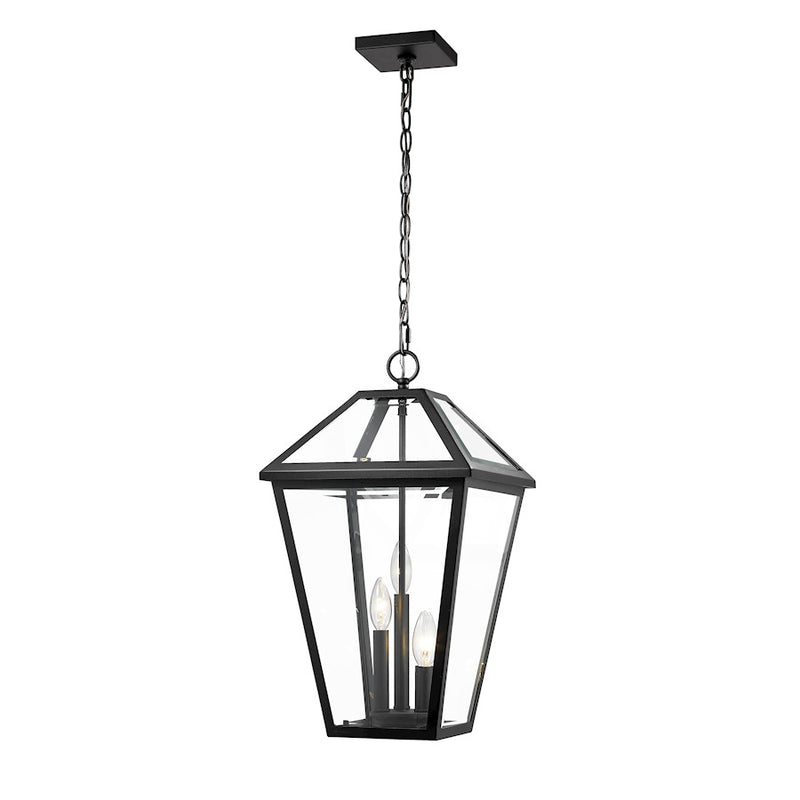 Z-Lite Talbot 3 Light Outdoor Chain Mount Ceiling Fixture, Black