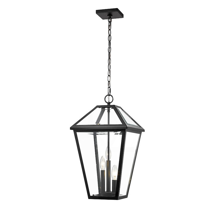 Z-Lite Talbot 3 Light Outdoor Chain Mount Ceiling Fixture, Black
