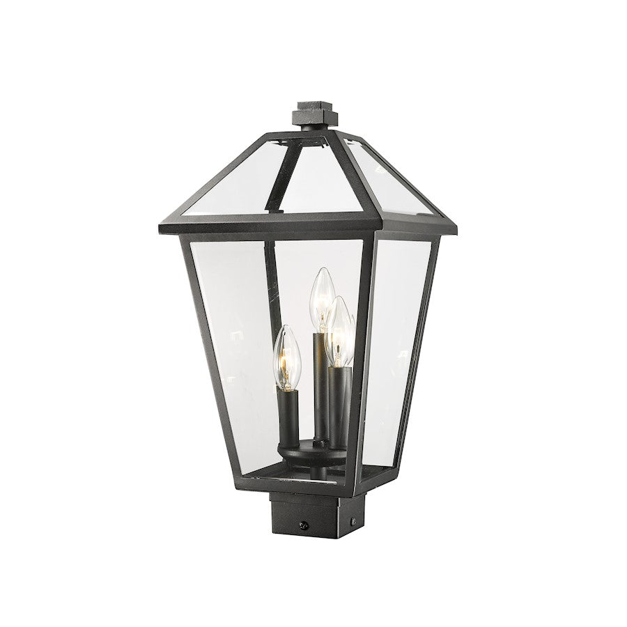 Z-Lite Talbot 3 Light 19" Outdoor Post Mount Fixture, Black - 579PHBS-BK