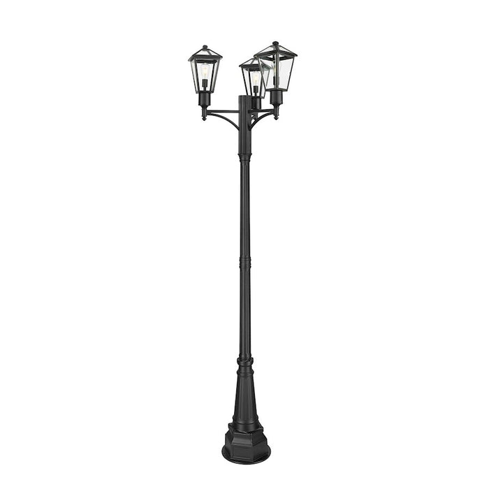 Z-Lite Talbot 3Lt 27.5" Outdoor Post Mount, Black/Beveled - 579PHMR-3-564P-BK