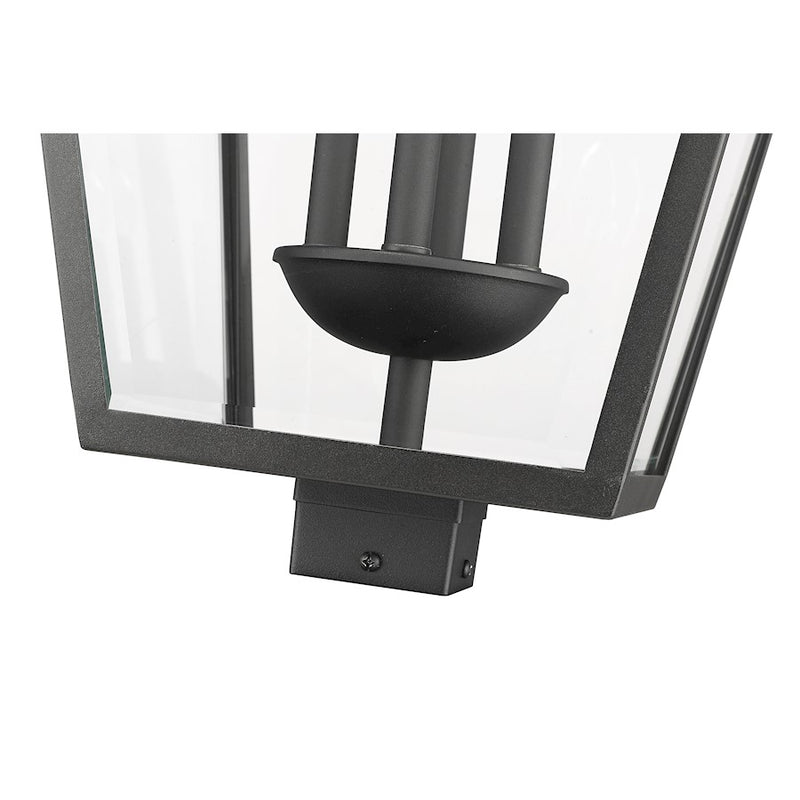 Z-Lite Talbot 4 Light Outdoor Post Mount, Black/Clear Beveled